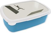 Broodtrommel Blauw - Lunchbox - Brooddoos - Vintage - Man - Design - 18x12x6 cm - Kinderen - Jongen