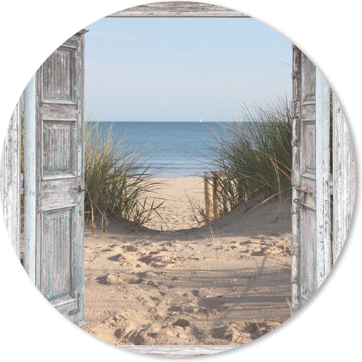 Muismat rond 30x30 cm - Mousepad Duin - Strand - Doorkijk - Zomer - Ronde muismatten