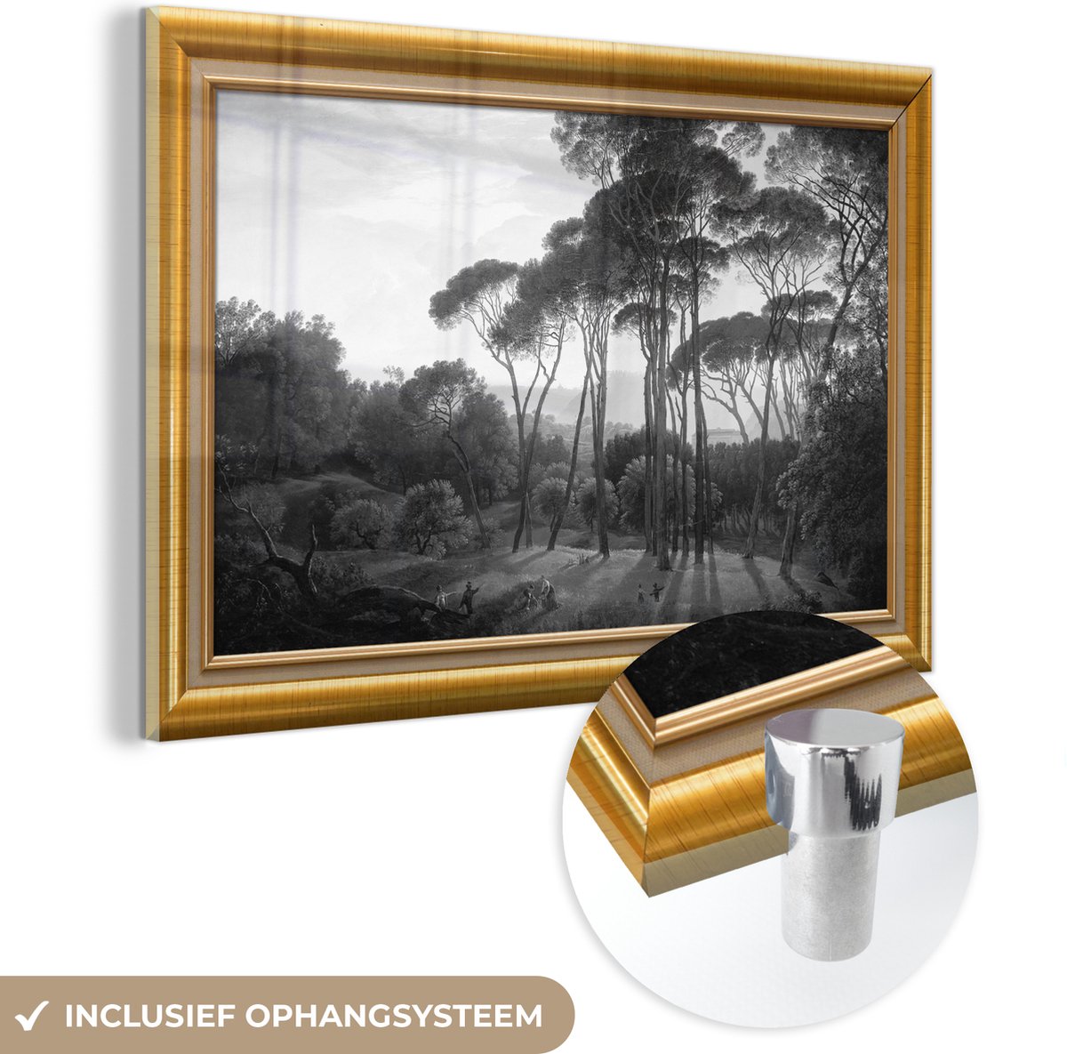 MuchoWow® Glasschilderij 120x80 cm - Schilderij acrylglas - Italiaans landschap parasolden