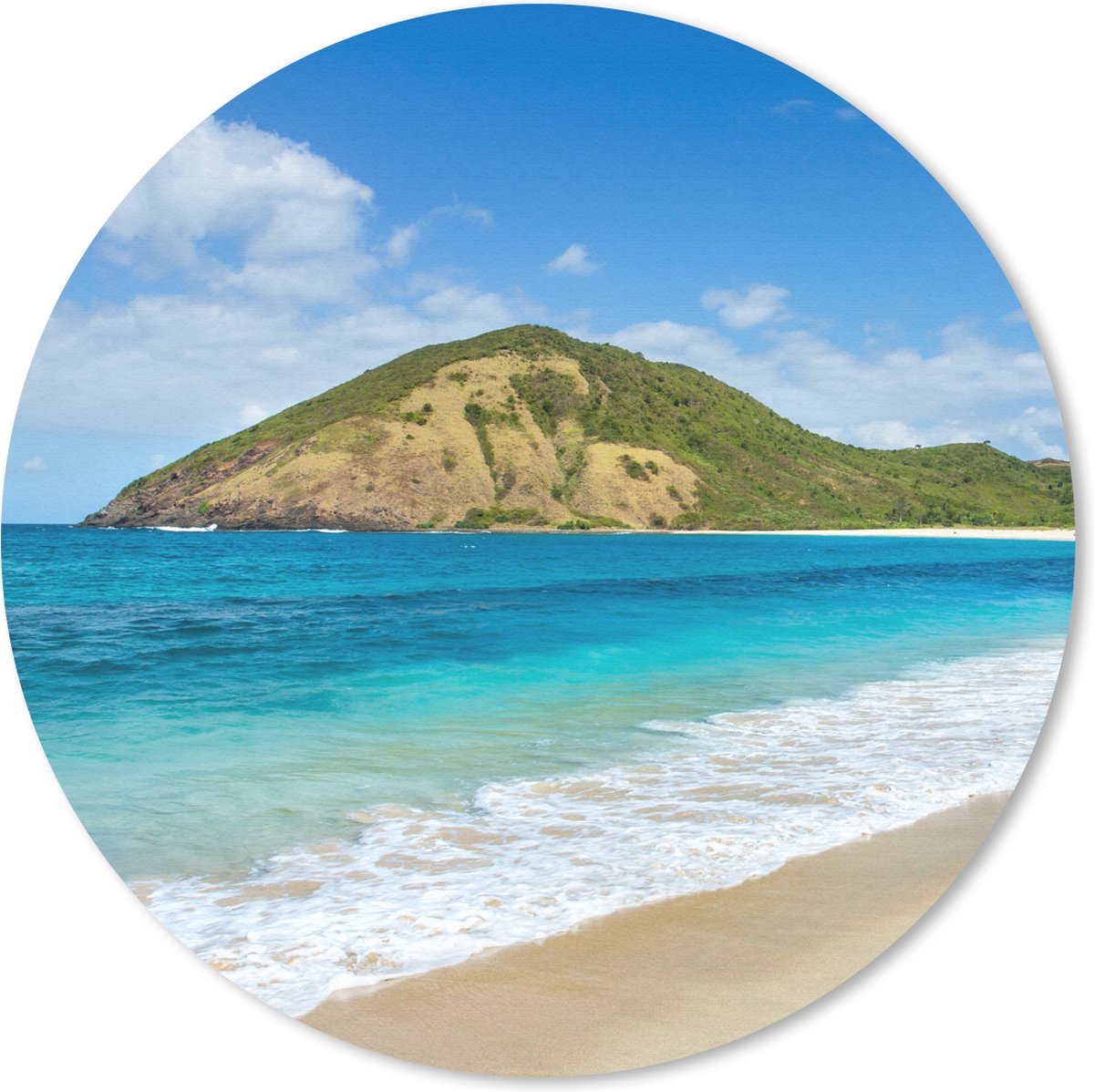 Muismat rond 20x20 cm - Mousepad Zee - Tropisch - Strand - Planten - Ronde muismatten
