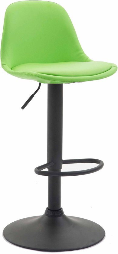 Barkruk Ada Deluxe - Groen - Zwart - Modern Design - Rugleuning - Voetensteun - Voor Keuken en Bar - Gestoffeerde Zitting - Imitatie Leder