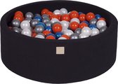 Ballenbak KATOEN Zwart - 90x30 incl. 200 ballen - Parelblauw, Parelwit, Oranje, Zilver