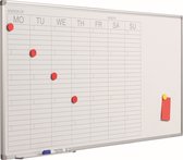 Whiteboard Deluxe - Geëmailleerd staal - Weekplanner - Maandplanner - Jaarplanner - Magnetisch - Wit - Engels - 60x120cm