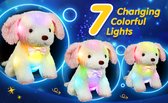 25Cm 7 Kleuren Led Muziek Knuffel Hond Verjaardagscadeau Pluche Speelgoed Lichtgevende Led Nachtlampje Knuffel Muzikale Schattige Regenboog Kleurrijke Speelgoed Voor Kinderen