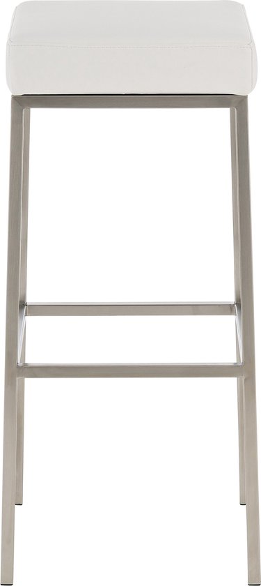 ALPHA HOME Barkruk met voetensteun, barstoel zonder rugleuning, zwart, barkruk, PU-leer, zithoogte 61 cm, barstoelen, rugvrije zitkruk met dik kussen en robuust verchroomd metalen frame, 1 stuk