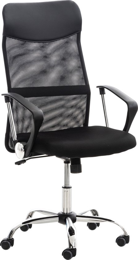 Chaise de bureau de Luxe Cosima - Zwart - Sur roulettes - 100% polyuréthane - Chaise de bureau ergonomique - Réglable en hauteur - Pour adultes