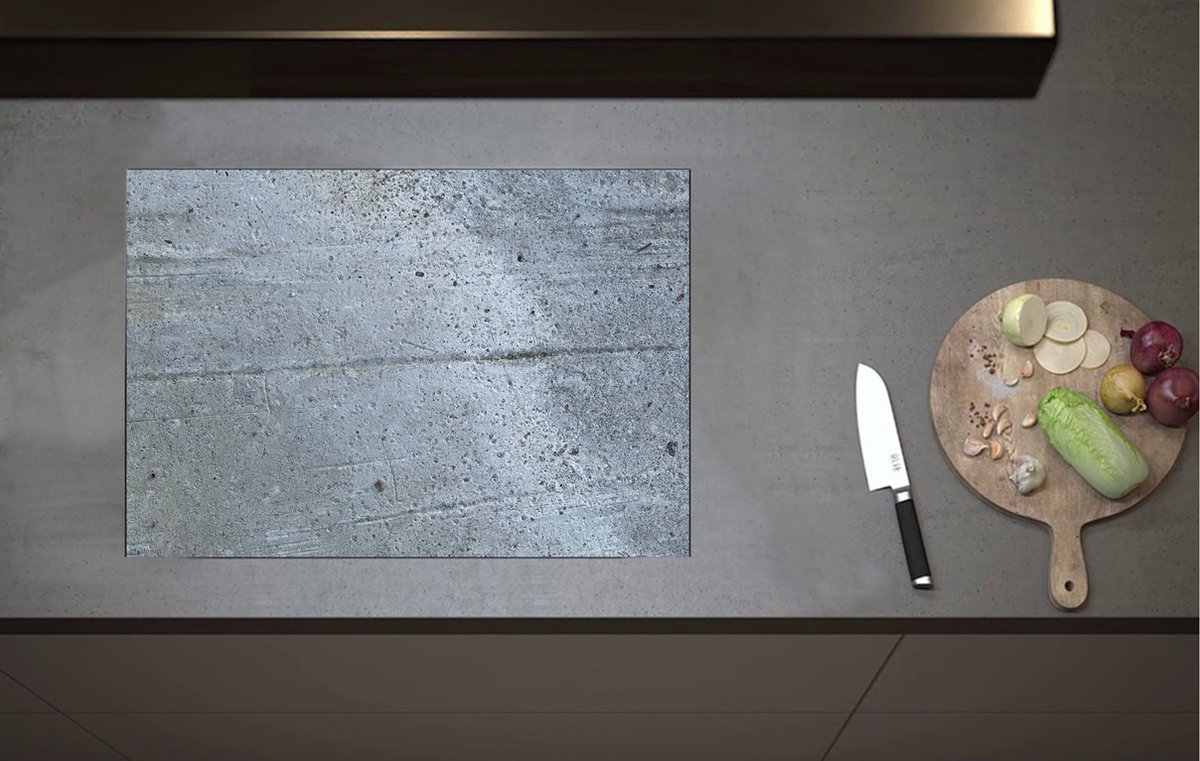 Inductieplaat Beschermer - Grijs Beton - 60x52 cm - 2 mm Dik - Inductie Beschermer van Vinyl