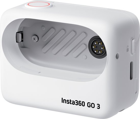 Witte Insta360 GO 3 camera-unit met zichtbare connector.