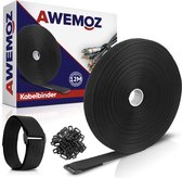 AWEMOZ Velcro Kabelbinders 12 Meter Lang - 2 CM breed - Kabelsbinders Klittenband - Zwarte Kabel Organiser - Kabel management - Cable Organizer - Inclusief 50 gespen