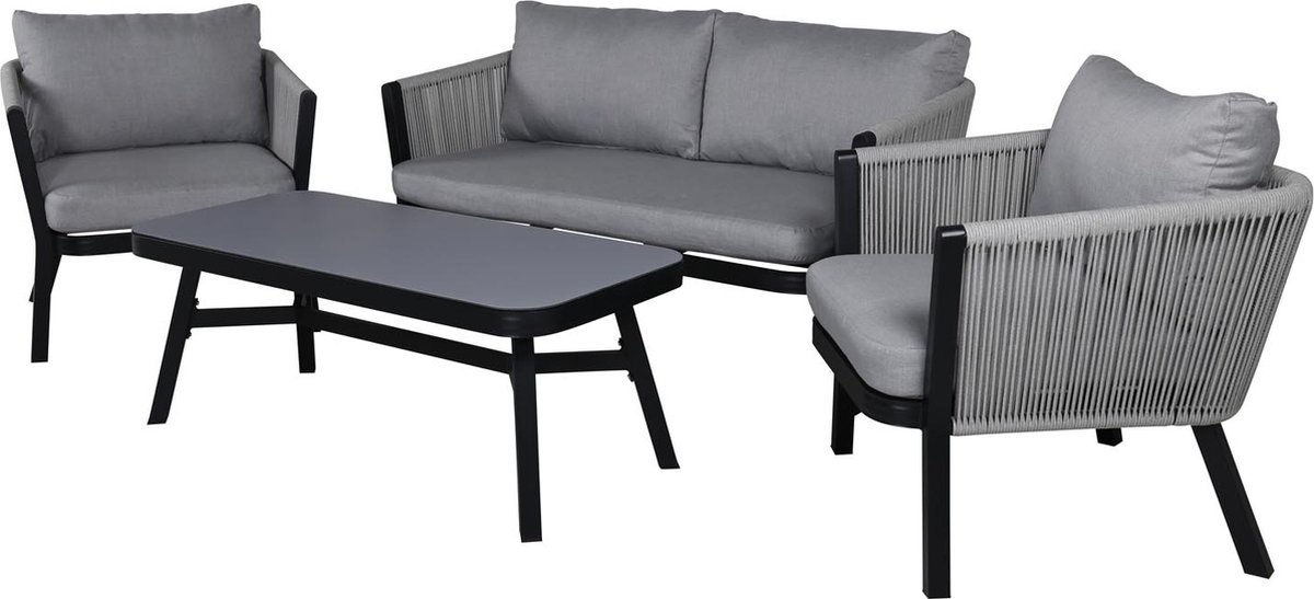 Virya tuinmeubelset 4 delen zwart, grijs.