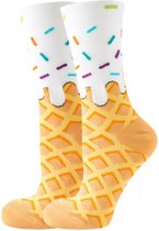 Grappige sokken met ijsjes - IJshoorntje softijs met spikkels - Fun sokken Dames maat 36-40