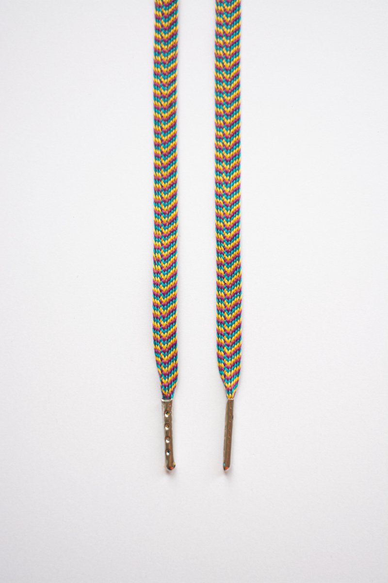 Schoenveters plat - kleurrijk regenboog - 120cm met zilveren stiften veters voor wandelschoenen, werkschoenen en meer