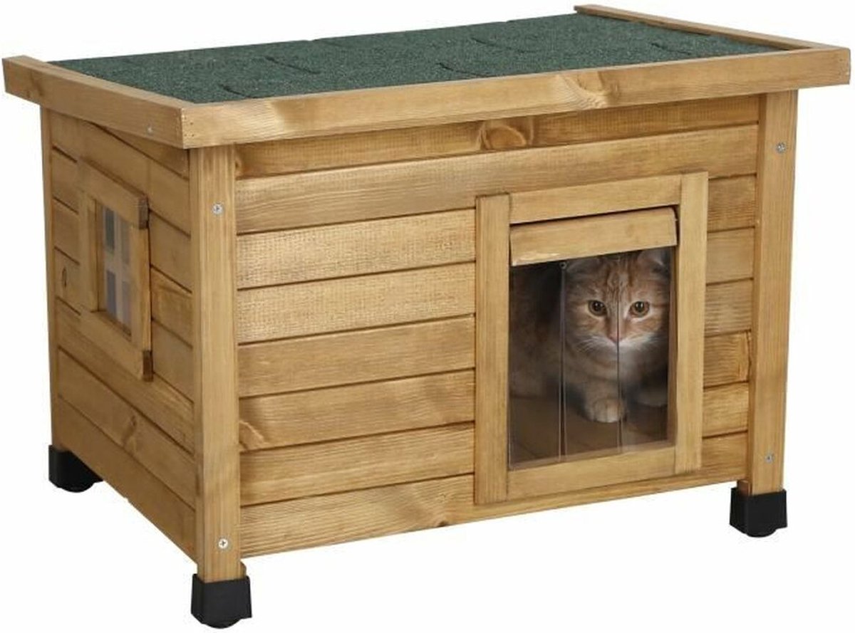 Bol.com Kerbl - Kattenhuis - Rustica - 57x45x43 - cm - bruin - en - groen aanbieding