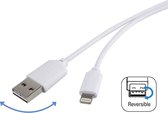 Renkforce USB-kabel USB 2.0 USB-A stekker, Apple Lightning stekker 1.00 m Wit Stekker past op beide manieren, Vergulde