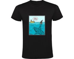 Haai houd zwemmer voor de gek Heren T-shirt - zee - oceaan - zwemmen - dieren - grappig