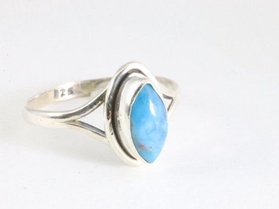 Fijne zilveren ring met blauwe apatiet - maat 16