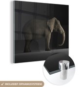 MuchoWow® Glasschilderij 90x90 cm - Schilderij acrylglas - Olifant - Dieren - Licht - Foto op glas - Schilderijen