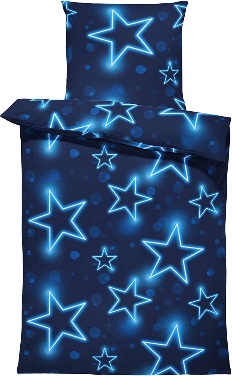 Stars Beddengoedset 135 x 200 cm Star Stars Donkerblauw lichtlook microvezel