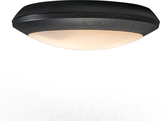 QAZQA umberta - Moderne Plafondlamp met Bewegingsmelder | Bewegingssensor | sensor voor buiten - 2 lichts - Ø 350 mm - Zwart - Buitenverlichting - QAZQA