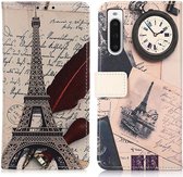 Sony Xperia 10 V Hoesje Portemonnee Book Case Eiffeltoren Print