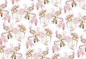 Fotobehang - Vinyl Behang - Flamingo's en Toekans - 152,5 x 104 cm