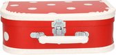 Geboorte kraamcadeau koffertje rood polkadot 25 cm - Babyshower en kraamcadeaus