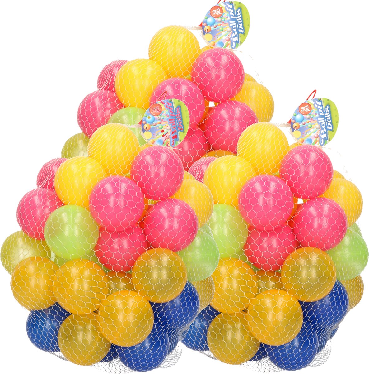 Kunststof ballenbak ballen 150x stuks 6 cm vrolijke kleurenmix - Speelgoed ballenbakballen gekleurd