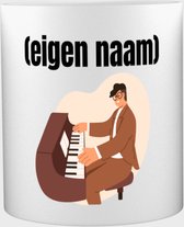 Akyol - piano man met eigen naam Mok met opdruk - piano - muziek liefhebbers - mok met eigen naam - iemand die houdt van piano spelen - verjaardag - cadeau - kado - 350 ML inhoud