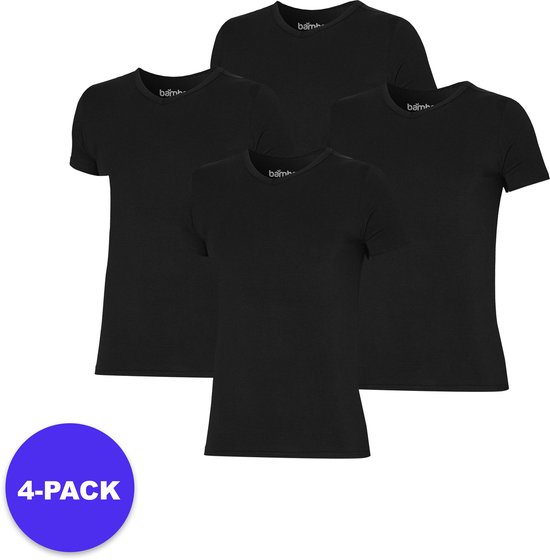Apollo (Sports) - Bamboe T-Shirt Heren - V-Hals - Zwart - Maat L - 4-Pack