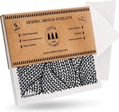 Zwarte gebreide lijnen, 5 stuks (3 patroon, 2 witte) Zweedse vaatdoeken, milieuvriendelijk, herbruikbaar, duurzaam, biologisch afbreekbare cellulosesponsreinigingsdoeken, vervangende washandjes voor papieren handdoeken