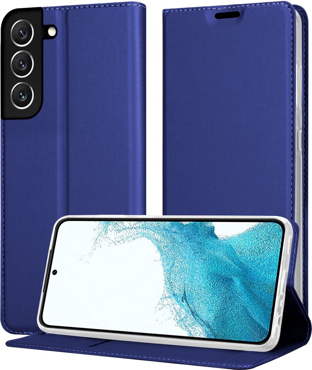 Cadorabo Hoesje geschikt voor Samsung Galaxy S22 in CLASSY DONKER BLAUW - Beschermhoes met magnetische sluiting, standfunctie en kaartvakje Book Case Cover Etui