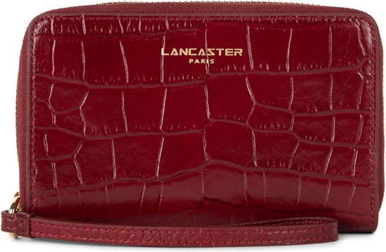 Portefeuille zippé pour femme Lancaster Paris - Cuir- Croco exotique - Rouge  | bol