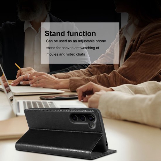 Coque Cadorabo Compatible avec Samsung Galaxy S23 PLUS en NUIT NOIRE - Coque de protection avec fermeture magnétique, fonction support et poche pour carte