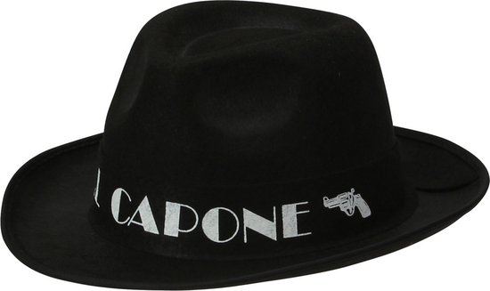 Widmann - Maffia Kostuum - Gangster Hoed Zwart Al Capone - Zwart - Carnavalskleding - Verkleedkleding