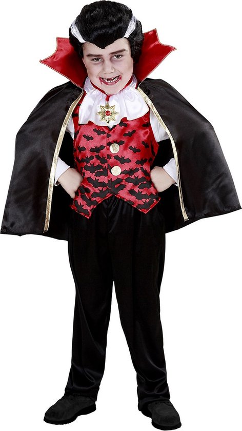 Vampier & Dracula Kostuum | Gemeen Bijtende Vleermuis Vampier | Jongen | Maat 116 | Halloween | Verkleedkleding
