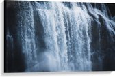 Canvas - Waterval - Water - Stenen - Rots - Wit - 90x60 cm Foto op Canvas Schilderij (Wanddecoratie op Canvas)