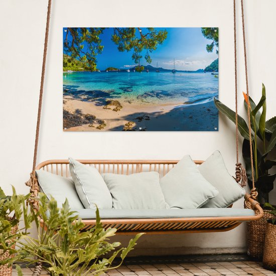 Décoration de jardin plage - Été - Mer - 120x80 cm - Jardin - Décoration clôture - Affiche jardin - Toile clôture - Affiche extérieur - Décoration jardin - Décoration balcon - Peinture jardin
