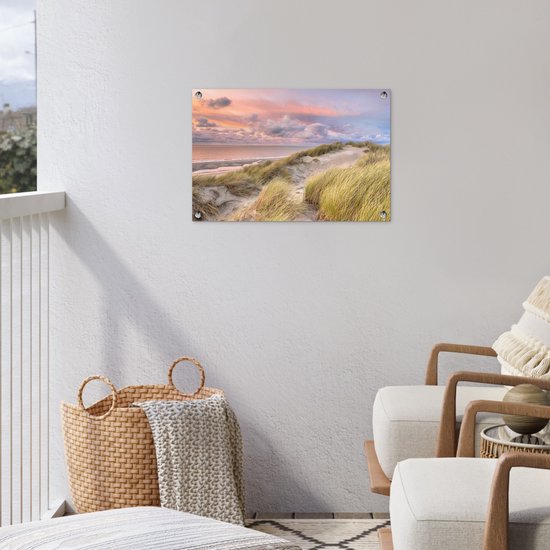 Décoration de jardin Plage - Mer - Dune - Coucher de soleil - 60x40 cm - Poster de jardin - Toile de jardin - Poster extérieur