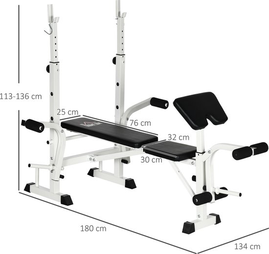 HOMCOM Banc de musculation pliable hauteur réglable dim. 148L x