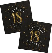 Verjaardag feest servetten leeftijd - 20x - 18 jaar - goud - 33 x 33 cm