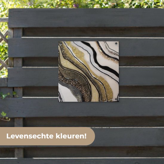 Tuinposter 50x50 cm - Tuindecoratie Edelsteen - Abstract - Marmer - Natuur - Poster voor in de tuin - Buiten decoratie - Schutting tuinschilderij - Tuindoek muurdecoratie - Wanddecoratie balkondoek