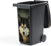 Container sticker Husky kijkt in camera - 38x80 cm - Kliko sticker