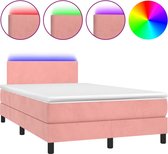 vidaXL-Boxspring-met-matras-en-LED-fluweel-roze-120x200-cm