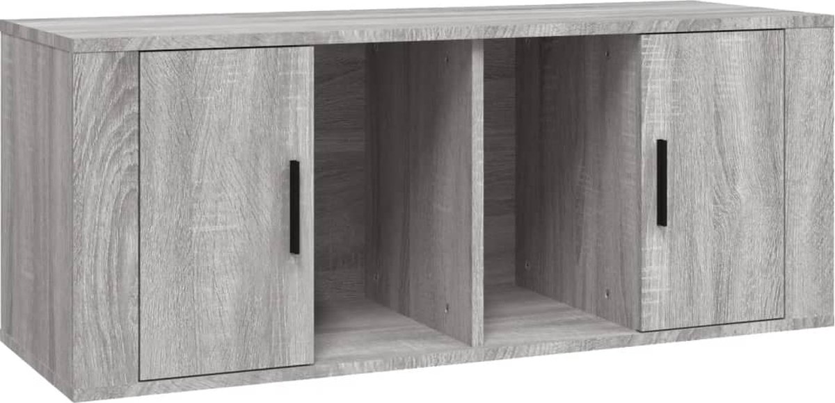 vidaXL - Tv-meubel - 100x35x40 - cm - bewerkt - hout - grijs - sonoma - eikenkleurig