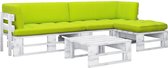 vidaXL-4-delige-Loungeset-pallet-met-kussens-wit-geïmpregneerd-hout