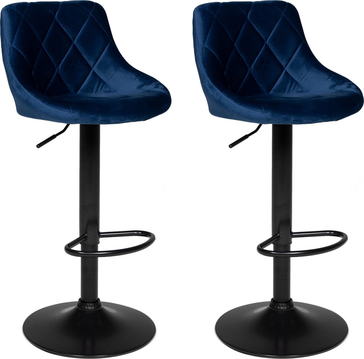 Set van 2 blauw fluwelen barkrukken ROBIN