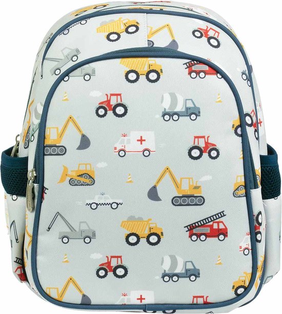 A Little Lovely Company - Sac à dos / sac à dos enfant avec poche frontale isotherme : Véhicules, voitures