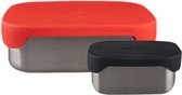 Rubytec Superhero Duo Lunchbox - Broodtrommel - Vaatwasserbestendig - Inclusief verdeler - 17.3 x 13.3 x 6.2 cm - Stainless Steel - 0,8 L + 0,3 L - Rood