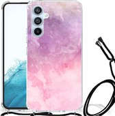 Smartphone hoesje Geschikt voor Samsung Galaxy A54 5G Stevige Telefoonhoesje met transparante rand Pink Purple Paint