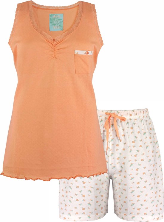 Tenderness - Dames Shortama - Pyjama Set - Oranje - Maat S